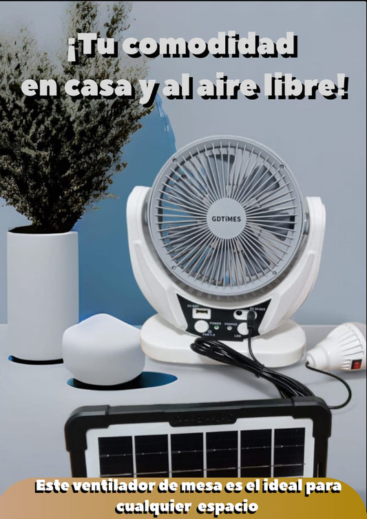 Ventilador Portatil Recargable Panel Solar